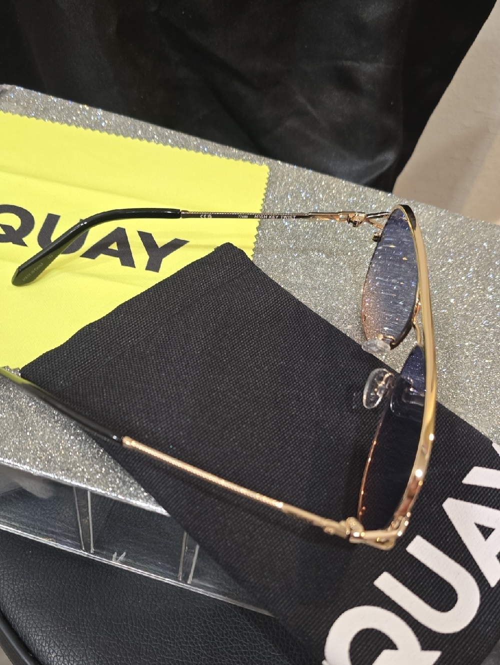 Quay Australia High Key Twist Large Aviator Sunglasses- Gold/Blue Rose - Picture 8 of 9